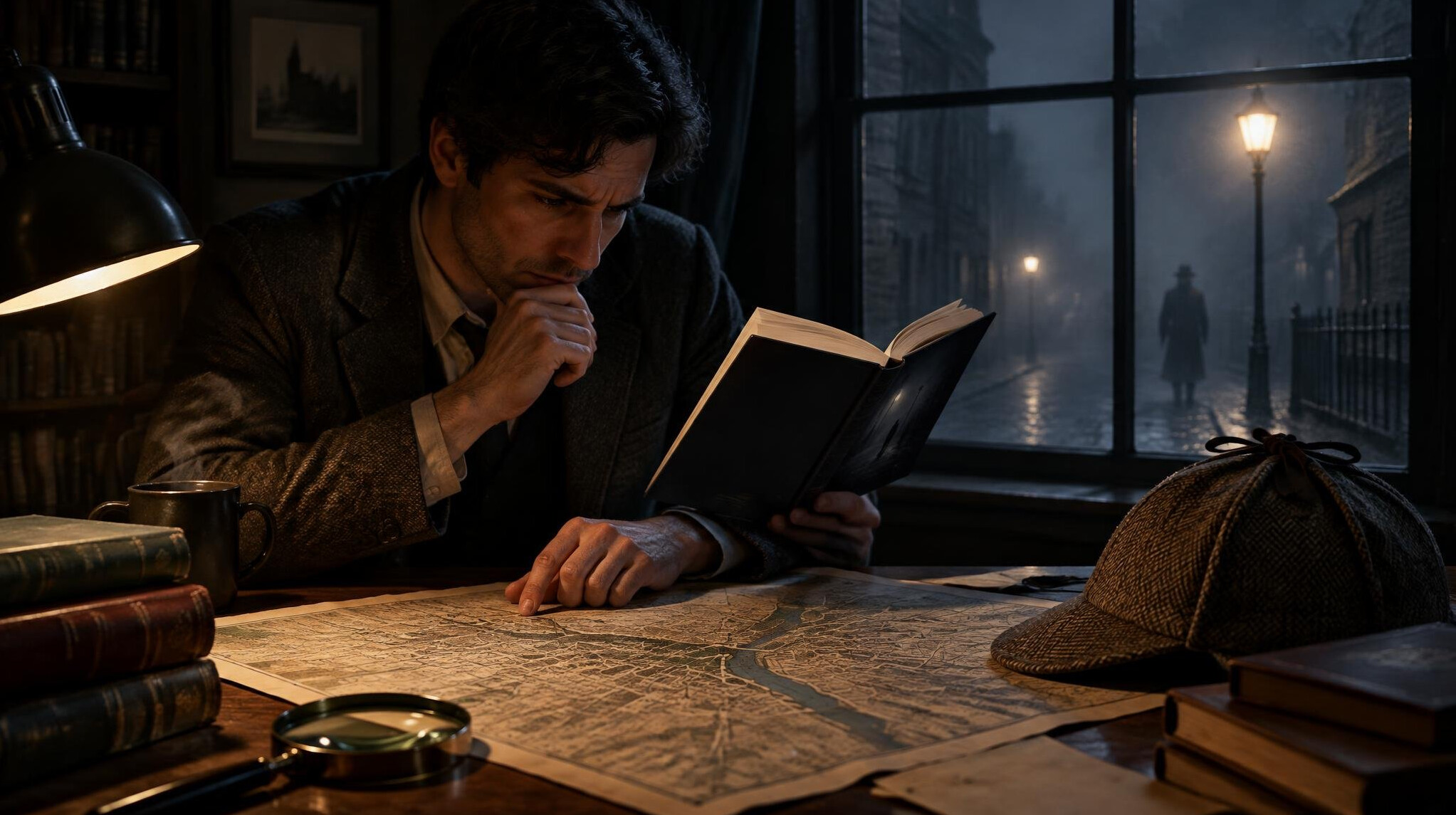 person pondering over map