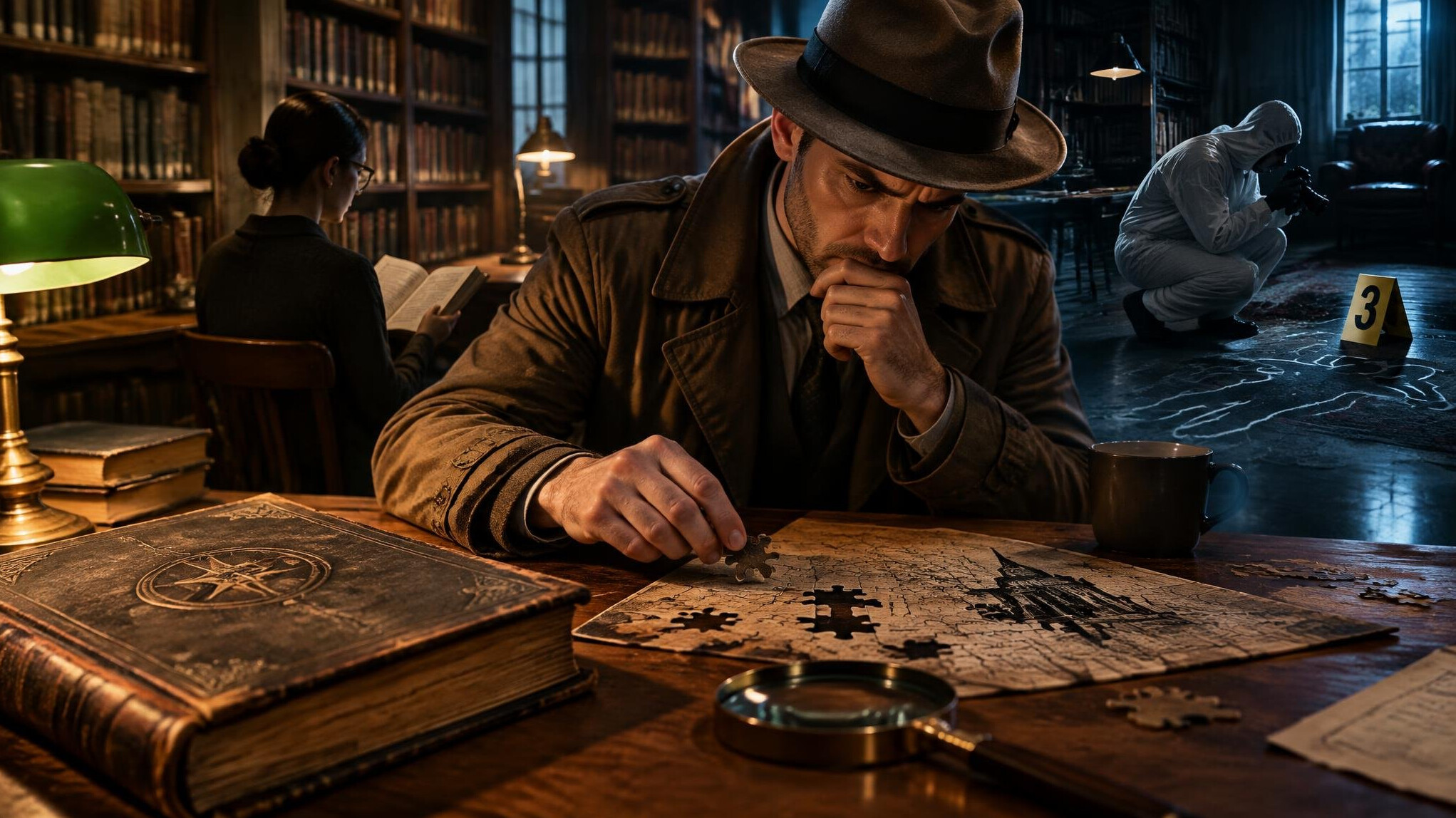 detective solving puzzle