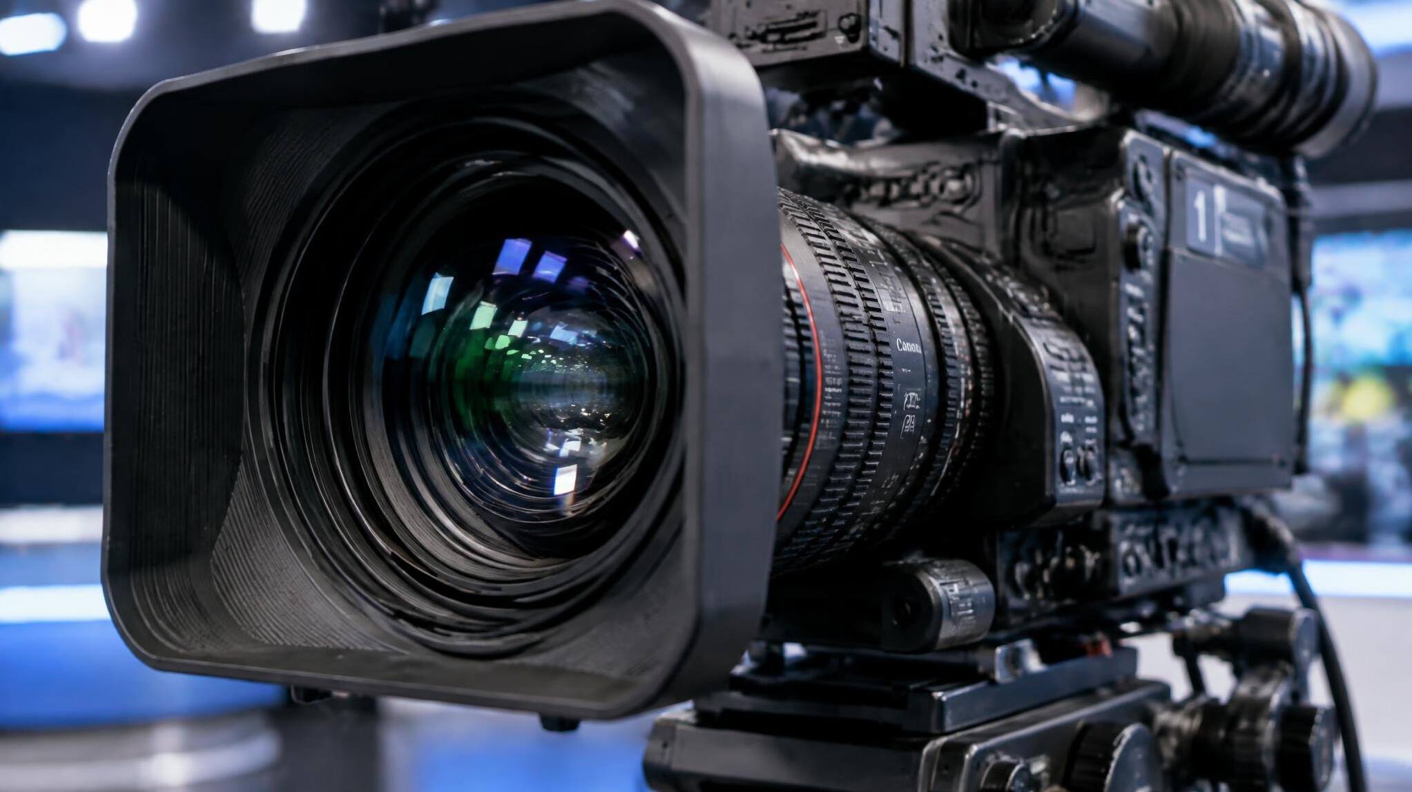 Professional broadcast television camera close-up