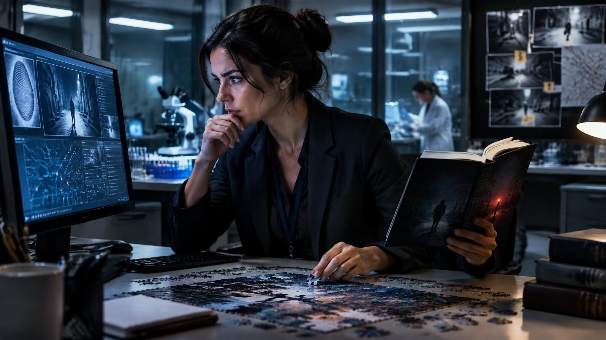 detective using computer