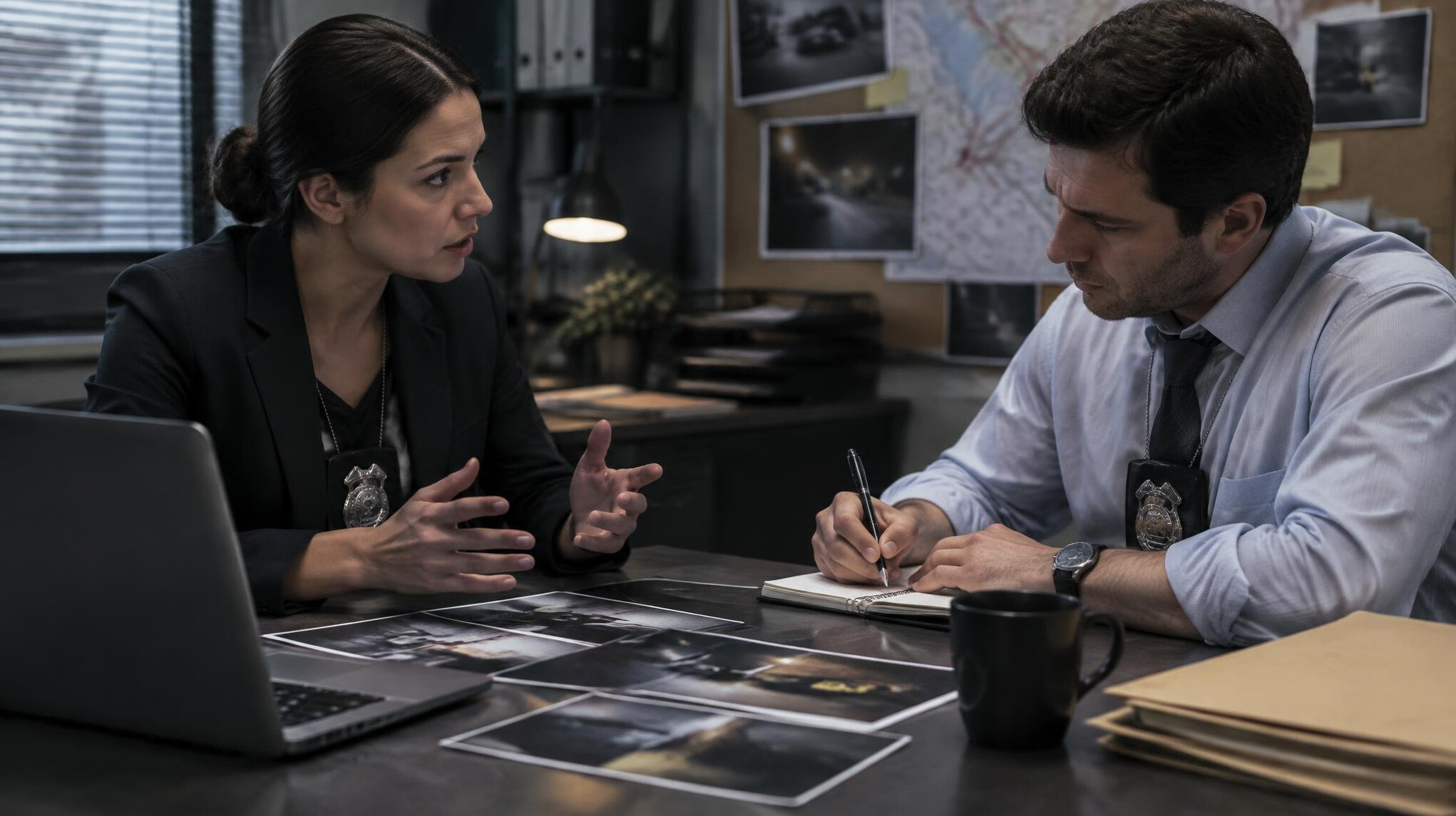 two detectives discussing case